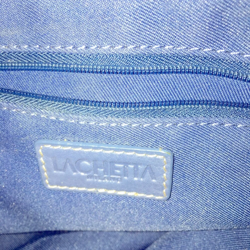 Blue Leather Hobobag with Dual Front Pockets